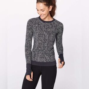 lululemon athletica Marled Black and White Long Sleeve Tee